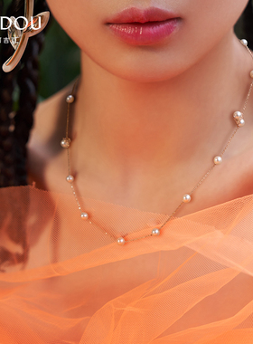 阿吉豆925银迷你百搭珍珠项链