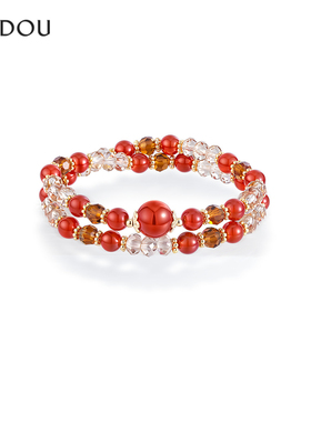 阿吉豆手链女款红色玛瑙手串手饰
