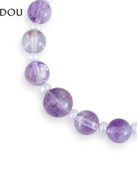 阿吉豆手链女款紫水晶珍珠手串珠