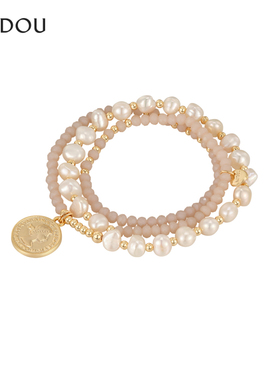 阿吉豆手链女款中式珍珠叠戴蝴蝶