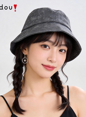 AJIDOU阿吉豆女款炭灰烫钻渔夫帽
