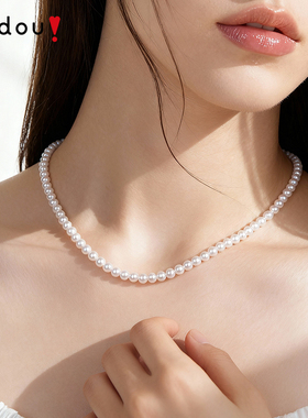 阿吉豆项链女款气质珍珠项链颈链