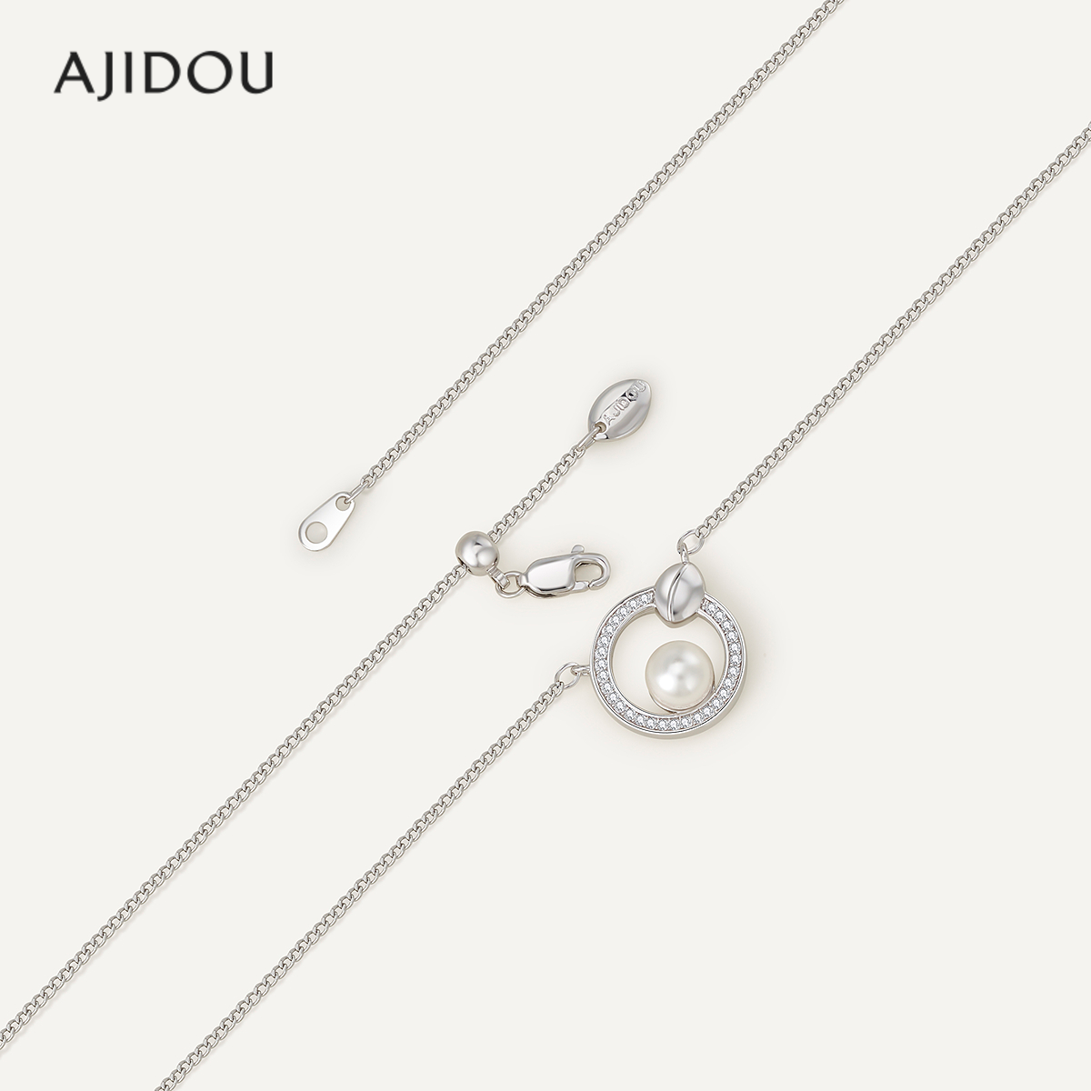 AJIDOU阿吉豆向生系列时尚优雅珍珠项链时尚吊坠个性款颈链毛衣链 - 图1