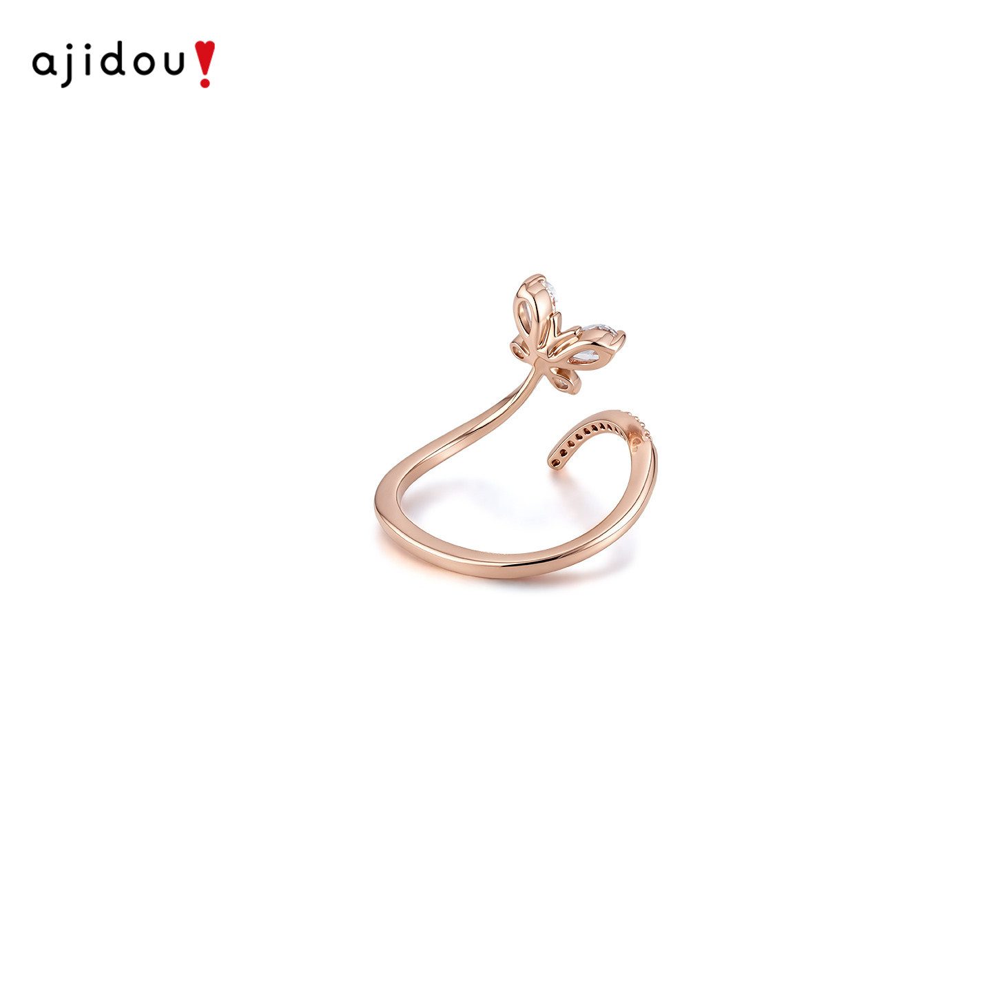 Ajidou Ring Rose Gold Butterfly Open Ring Tail Ring