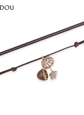 AJIDOU阿吉豆可爱棕色橡果毛衣链