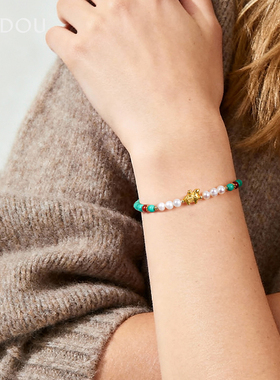 阿吉豆绿松石手串女款珍珠首饰品