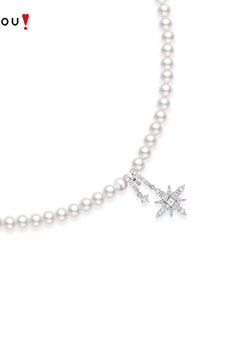 阿吉豆项链女八芒星珍珠项链颈链