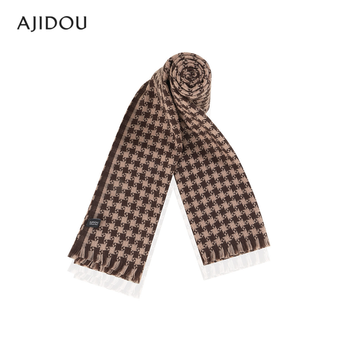 AJIDOU阿吉豆配饰女时尚柔软丝巾加厚保暖优雅围巾护颈千鸟格围巾,淘宝优惠券,粉丝福利购,淘宝优惠卷