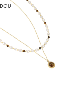 AJIDOU阿吉豆项链女925银叠戴时尚珍珠专柜同款锁骨链颈链