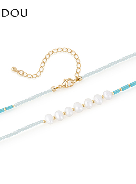 阿吉豆项链女珍珠吊坠锁骨链颈链