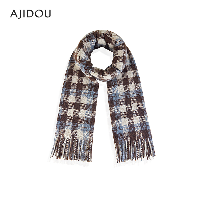 AJIDOU阿吉豆围巾女冬季保暖加厚毛绒千鸟格围脖女披肩新年战袍,淘宝优惠券,粉丝福利购,淘宝优惠卷