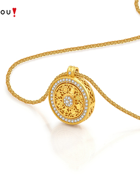 阿吉豆项链女时尚八宝罗盘长颈链