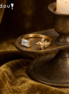 阿吉豆鸢尾花尾戒女复古高级戒指