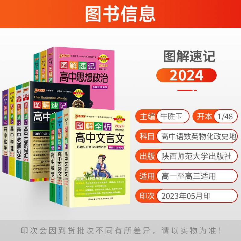 2024新版图解速记高中英语词汇3500词乱序版数学物理化学生物地理政治历史古诗文言文知识大全口袋书高一二三高考复习资料pass绿卡-图0