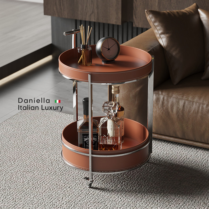 意式极简家用沙发边边桌角几黑色边几轻奢高级感可移动客厅小推车,淘宝优惠券,粉丝福利购,淘宝优惠卷