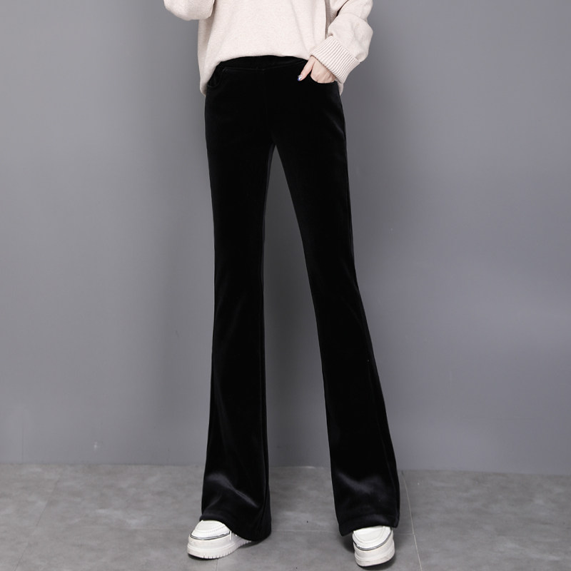 弹力松紧腰金丝绒微新款秋冬喇叭裤 水鹭服饰休闲裤