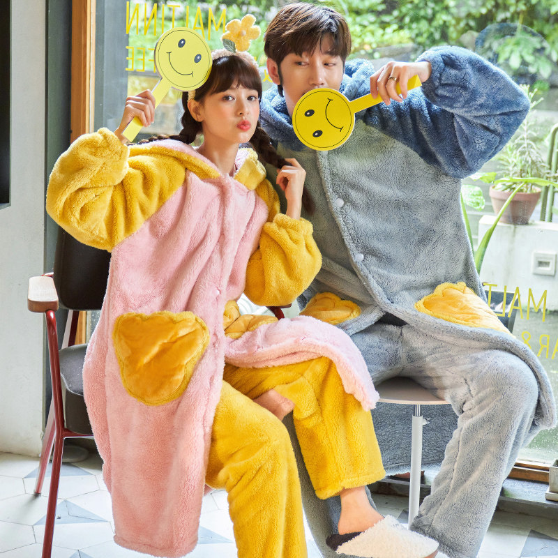 情侣秋冬款可爱男女士珊瑚绒睡衣 仙罗兰服饰睡衣/家居服套装