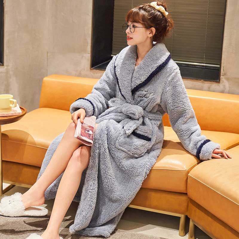 睡袍睡衣女式加厚法兰绒秋冬季长袖浴袍女珊瑚绒2024新款可爱休闲,淘宝优惠券,粉丝福利购,淘宝优惠卷