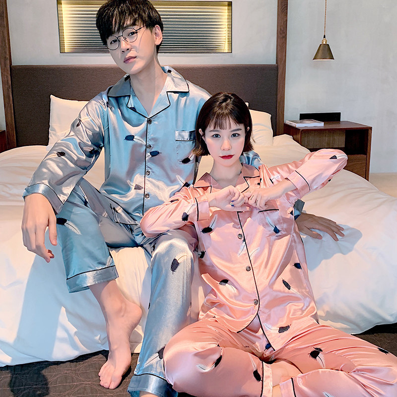 情侣春秋款卡通韩版丝绸男冰丝睡衣 仙罗兰服饰睡衣/家居服套装