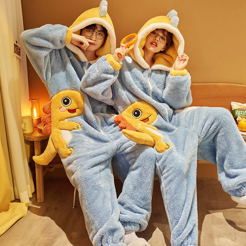 秋冬季情侣连体衣珊瑚绒男式睡衣 仙罗兰服饰睡衣/家居服套装