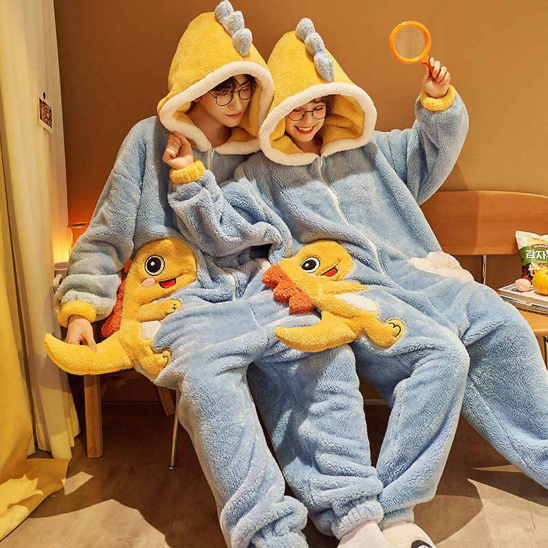 秋冬季情侣连体衣珊瑚绒男式睡衣 仙罗兰服饰睡衣/家居服套装