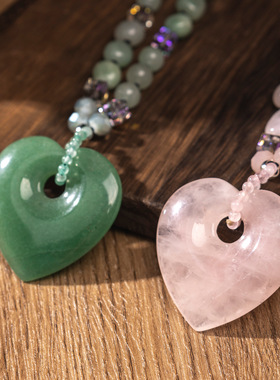 秋冬粉水晶爱心毛衣链