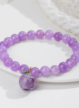 简约苹果吊坠水晶串珠手链可爱多巴胺男女手镯波西米亚首饰礼物