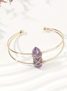 个性多巴胺天然石开口手镯