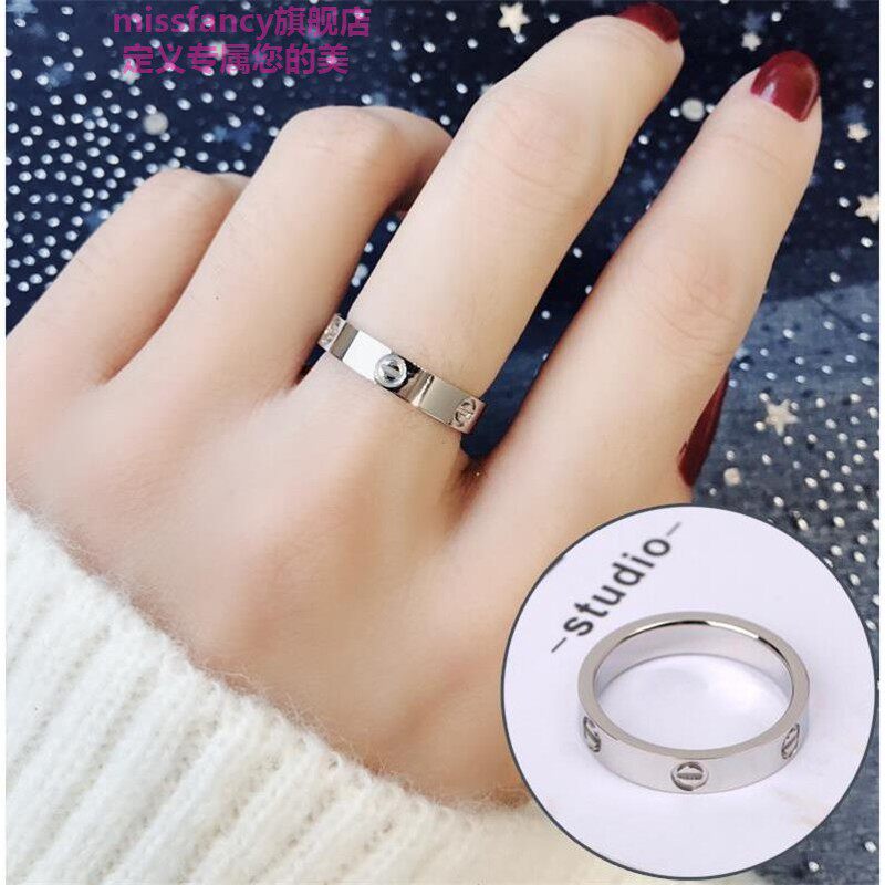 @日韩女戒玫瑰金情侣个简约食指戒 missfancy戒指/指环