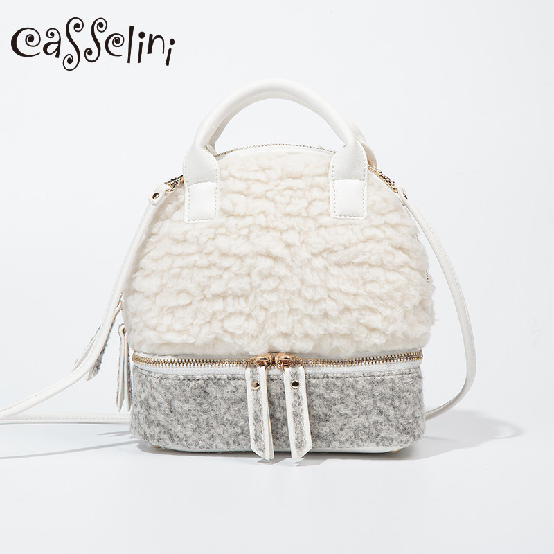 casselini日系可爱毛绒女小包包 casselini女士包袋