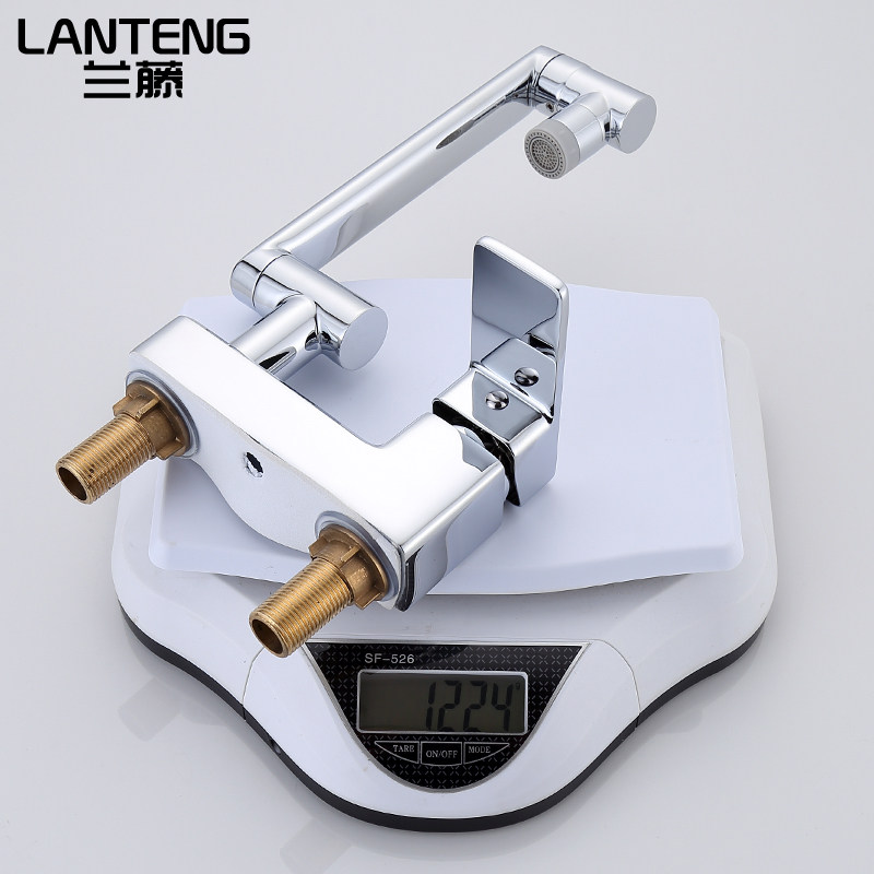 兰藤铜浴室双孔冷热水龙头洗脸池洗手台盆万向折叠机械臂旋转龙头,淘宝优惠券,粉丝福利购,淘宝优惠卷