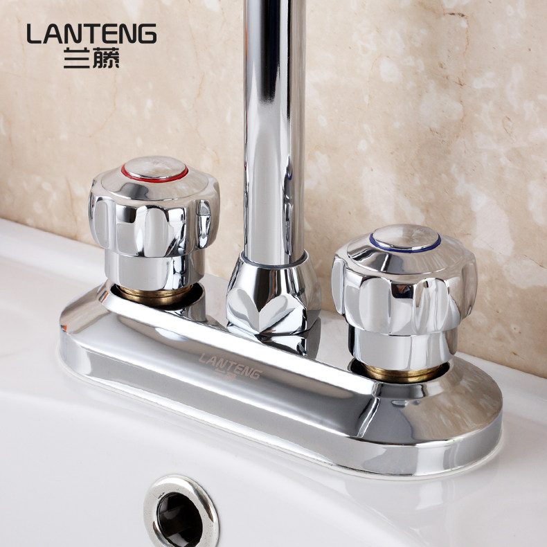 兰藤卫浴 黄铜面盆冷热水龙头 双把双孔卫生间洗脸盆台上盆龙头,淘宝优惠券,粉丝福利购,淘宝优惠卷