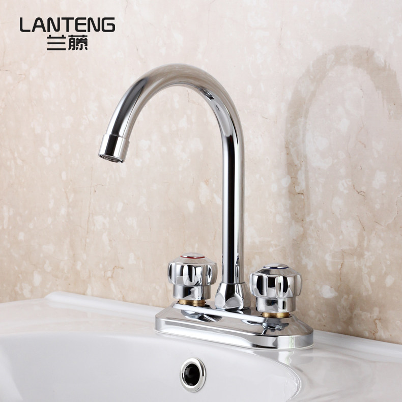 兰藤卫浴 黄铜面盆冷热水龙头 双把双孔卫生间洗脸盆台上盆龙头,淘宝优惠券,粉丝福利购,淘宝优惠卷