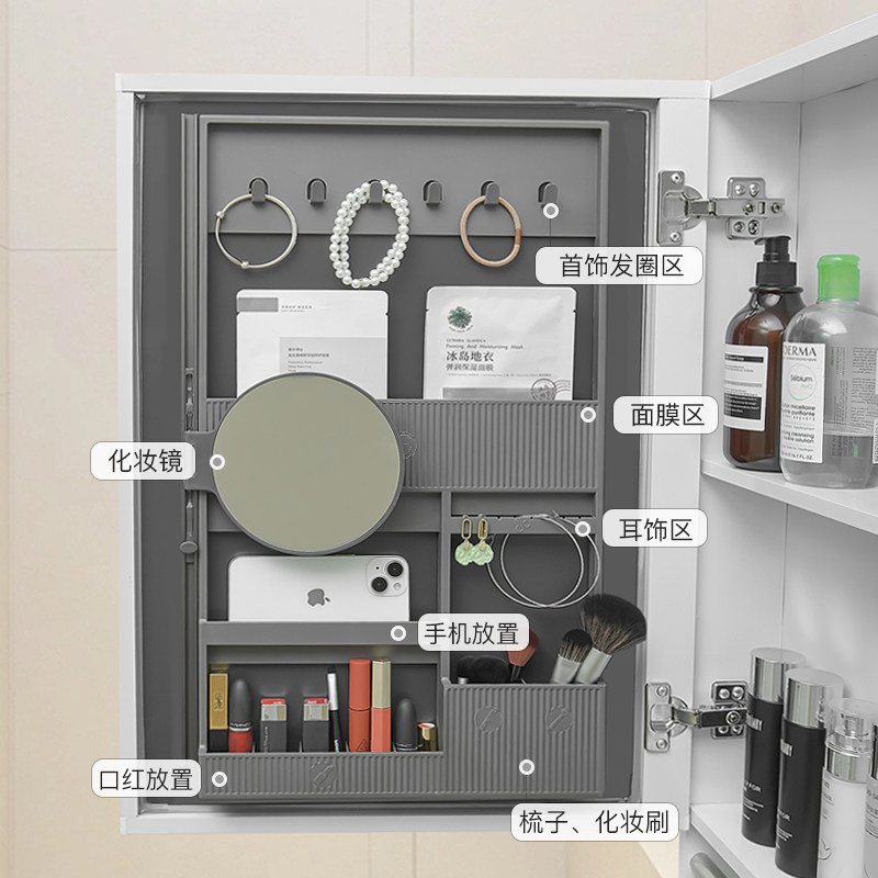 镜柜门后收纳架浴室镜柜门后背板置物架卫生间美妆柜门口红收纳盒,淘宝优惠券,粉丝福利购,淘宝优惠卷