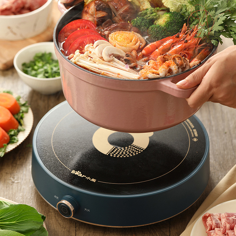 小熊汇歌专卖店小熊电磁炉家用多功能一体炒菜火锅节能小型电池炉灶圆形迷你宿舍1
