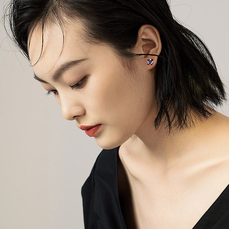 HIVENGI/海梵纪天然红宝石耳钉18K黄金 钻石蓝宝石耳环耳饰男女,淘宝优惠券,粉丝福利购,淘宝优惠卷