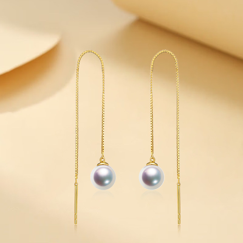 海梵纪珠宝 天然日本akoya海水珍珠耳线 18K黄金珍珠耳饰耳环女,淘宝优惠券,粉丝福利购,淘宝优惠卷