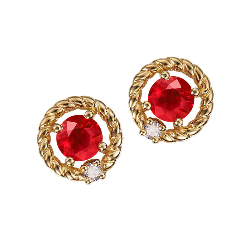 海梵纪珠宝 天然缅甸鸽血红宝石耳钉18k金蓝宝石耳环钻石耳气质,淘宝优惠券,粉丝福利购,淘宝优惠卷