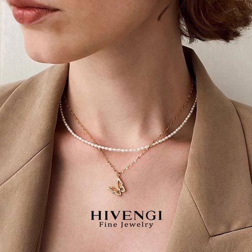 海梵纪 3mm米粒形珍珠项链诸暨极光淡水无核小米珠baby珠锁骨链 - 图2