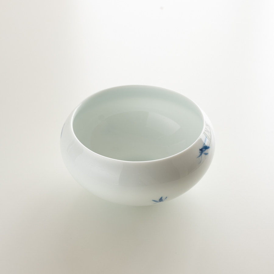 蝴蝶兰系列 手绘釉下彩兰花 白瓷水盂 桌面茶台废水缸茶渣桶水洗,淘宝优惠券,粉丝福利购,淘宝优惠卷