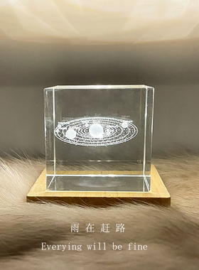 月球立方体桌面摆件水晶球小夜灯