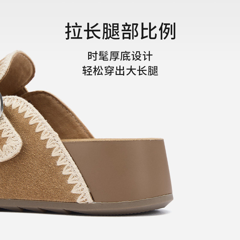 热风平底勃肯鞋女鞋2026年春季新款复古杏色包头拖外穿通勤半拖,淘宝优惠券,粉丝福利购,淘宝优惠卷