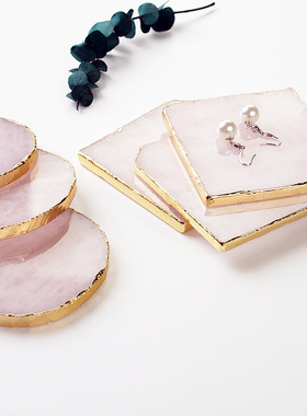 天然粉水晶耳环装饰摆件