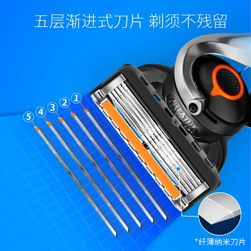 Gilleta Feng Speed ​​5 Gillette Manual Shaver Scrape the News Scraper Men's Front Fortint 1 Flade Frame 5 Blade заголовка ножа
