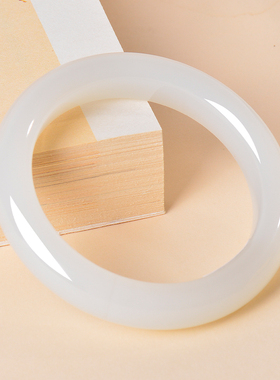 凤飞凰和田玉羊脂白玉手镯女款