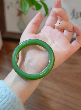 凤飞凰和田玉碧玉手镯女款正品