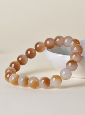 凤飞凰天然和田玉糖白玉圆珠手链