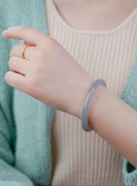 凤飞凰和田玉细圆条美人镯女款