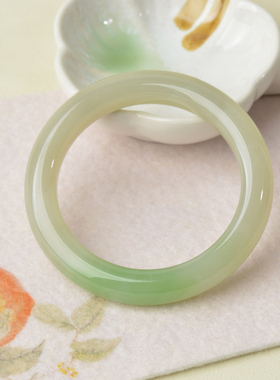 凤飞凰和田玉翠青手镯女款送礼