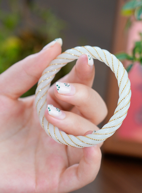 凤飞凰和田白玉麻花绞丝手镯